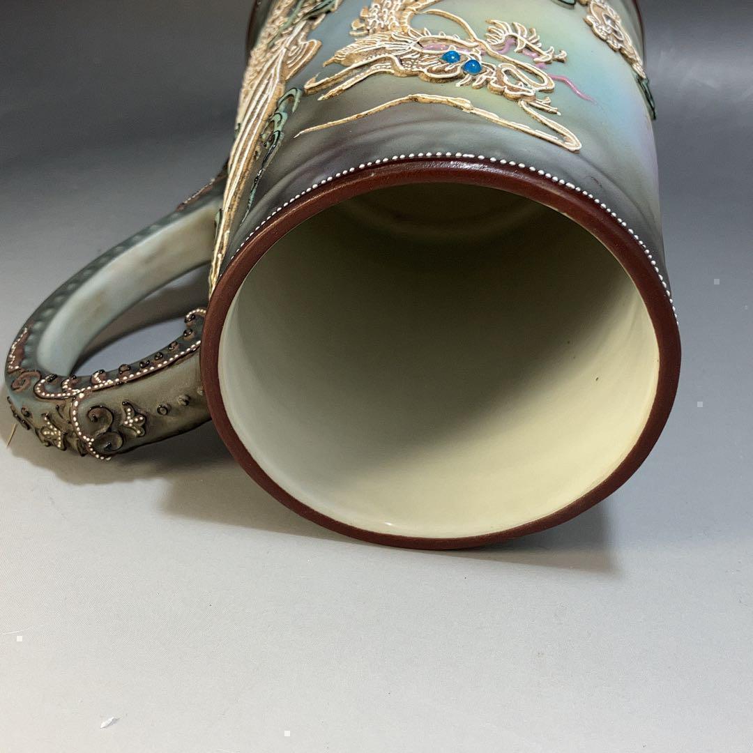 ★希少★高さ14cm オールドノリタケ コップ ドラゴン 盛り上げ花瓶1823