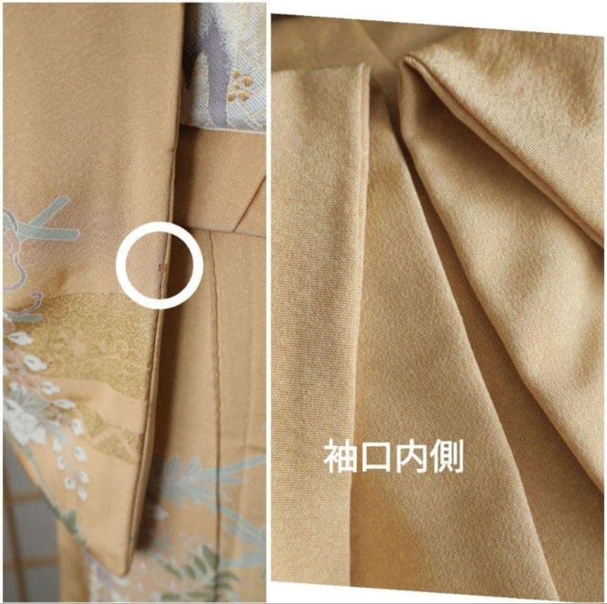 裄丈66.5cm ベージュ訪問着コーディネートフルセット 入学式など 正絹 袷