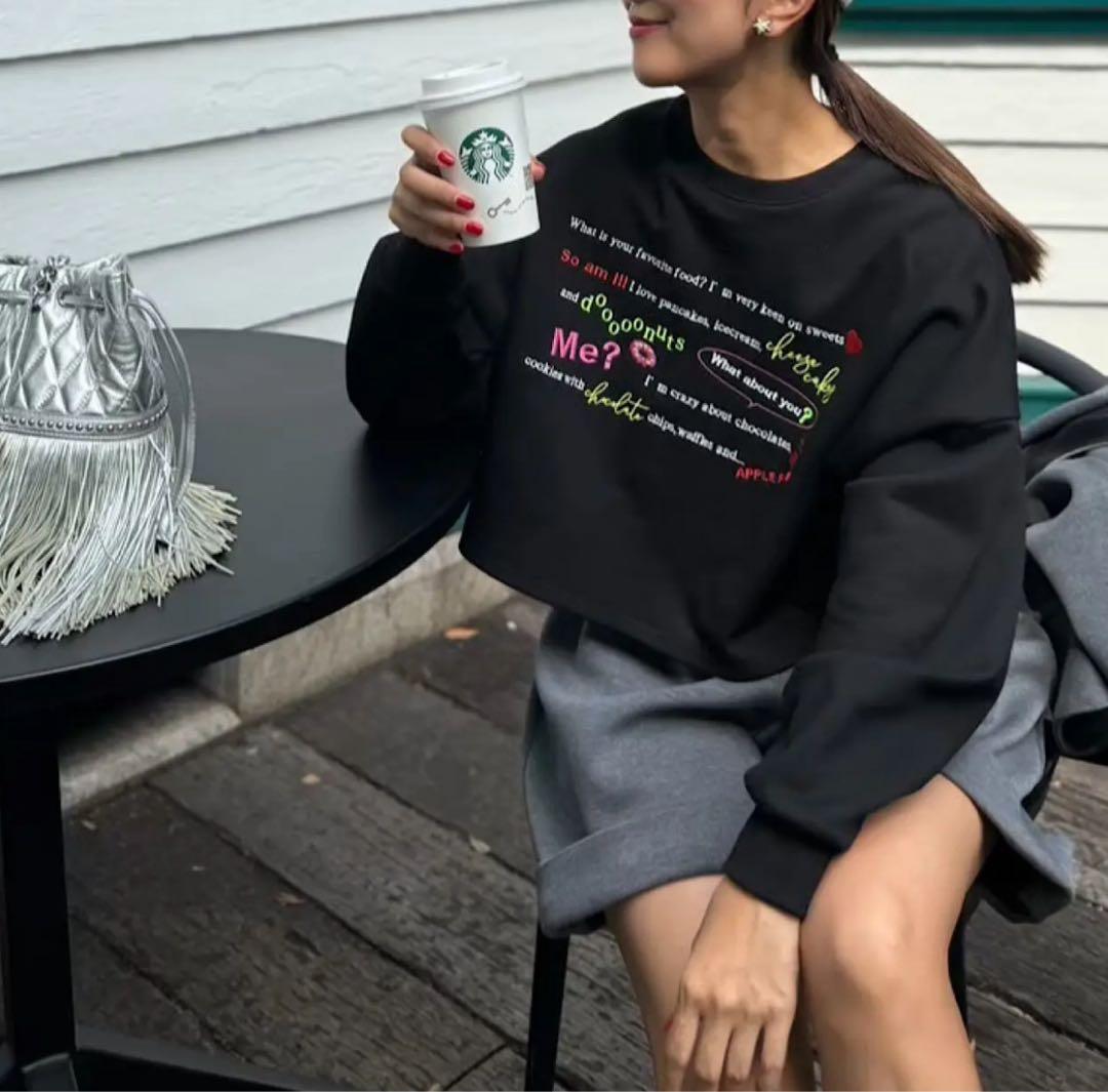 LINKABLE メッセージスウェットプルオーバー(ブラック)