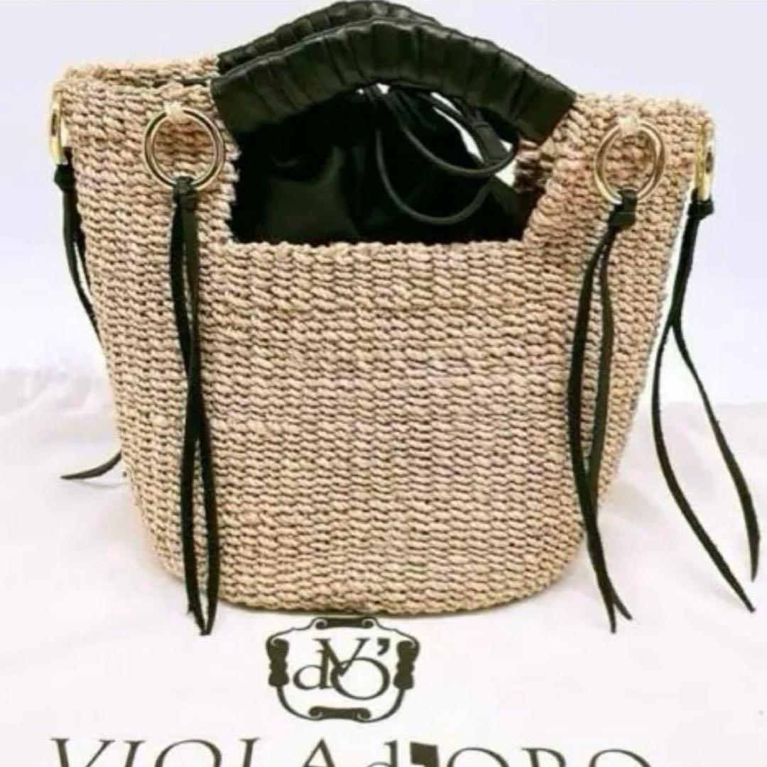 美品✨ ヴィオラドーロ MIRO リング フリンジ トートバッグ 巾着付き