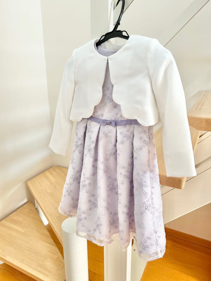 ジャケット＋ワンピースセット♡120㎝　パープル　薄紫色 花柄ドレス 発表会