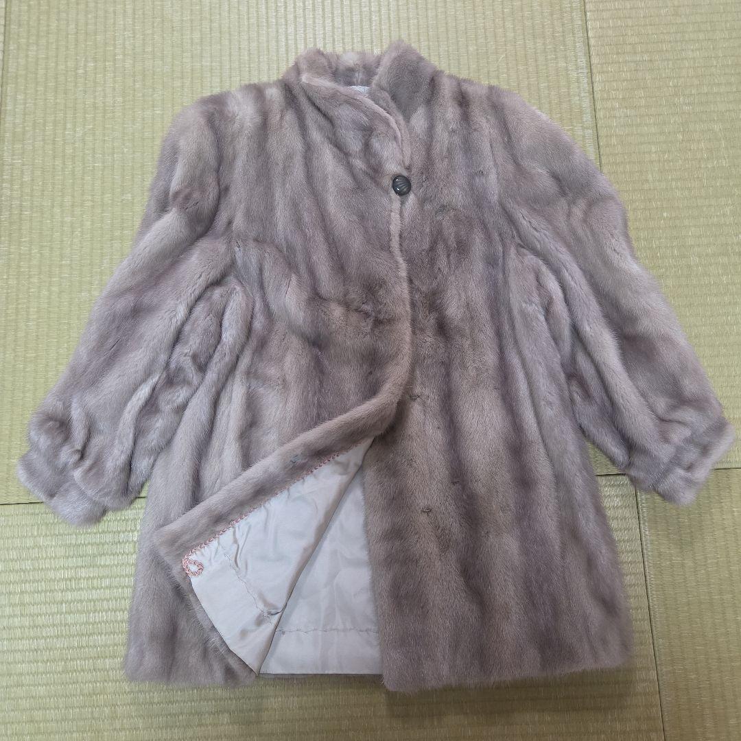 ミンク グレージュ系 サファイアミンク 袖絞 ボタン有り フリーサイズ