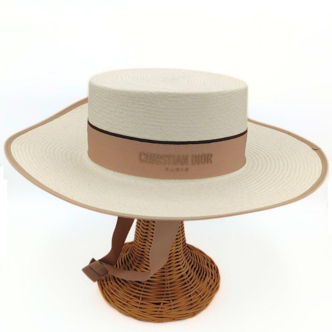 DIOR ディオール ロデオハット ストロー 57cm ブリムハッド 麦わら帽子