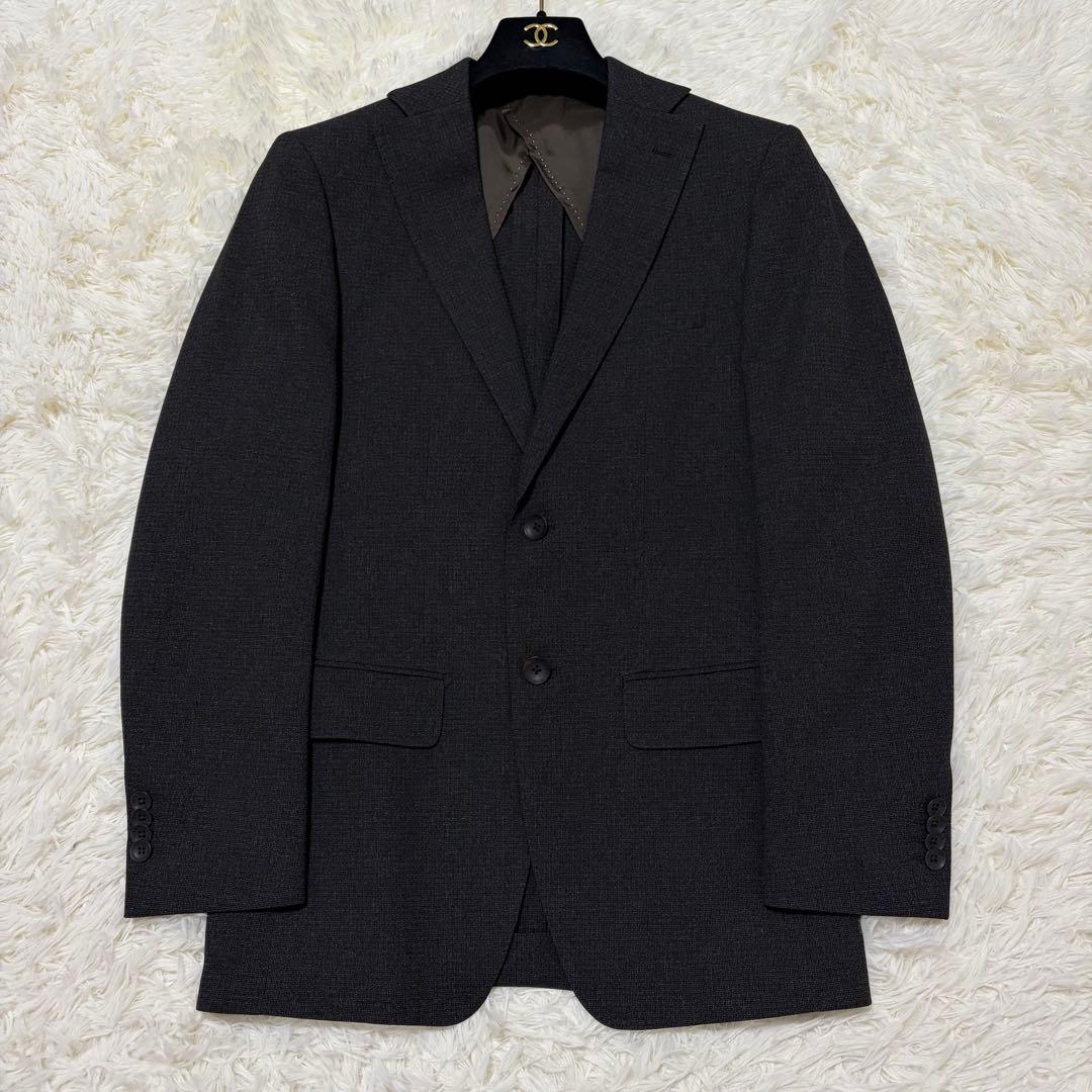 【極美品】パーフェクトスーツファクトリー 洗える3ピースセットアップ ブラウン