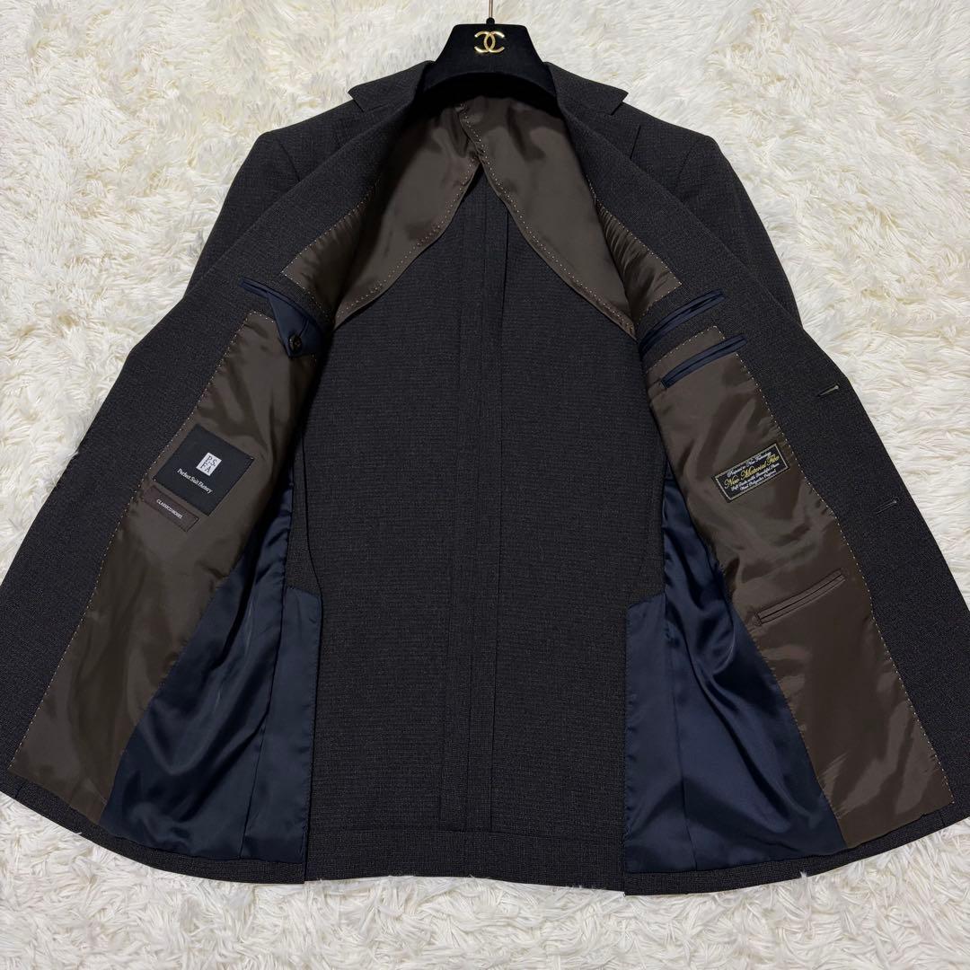 【極美品】パーフェクトスーツファクトリー 洗える3ピースセットアップ ブラウン