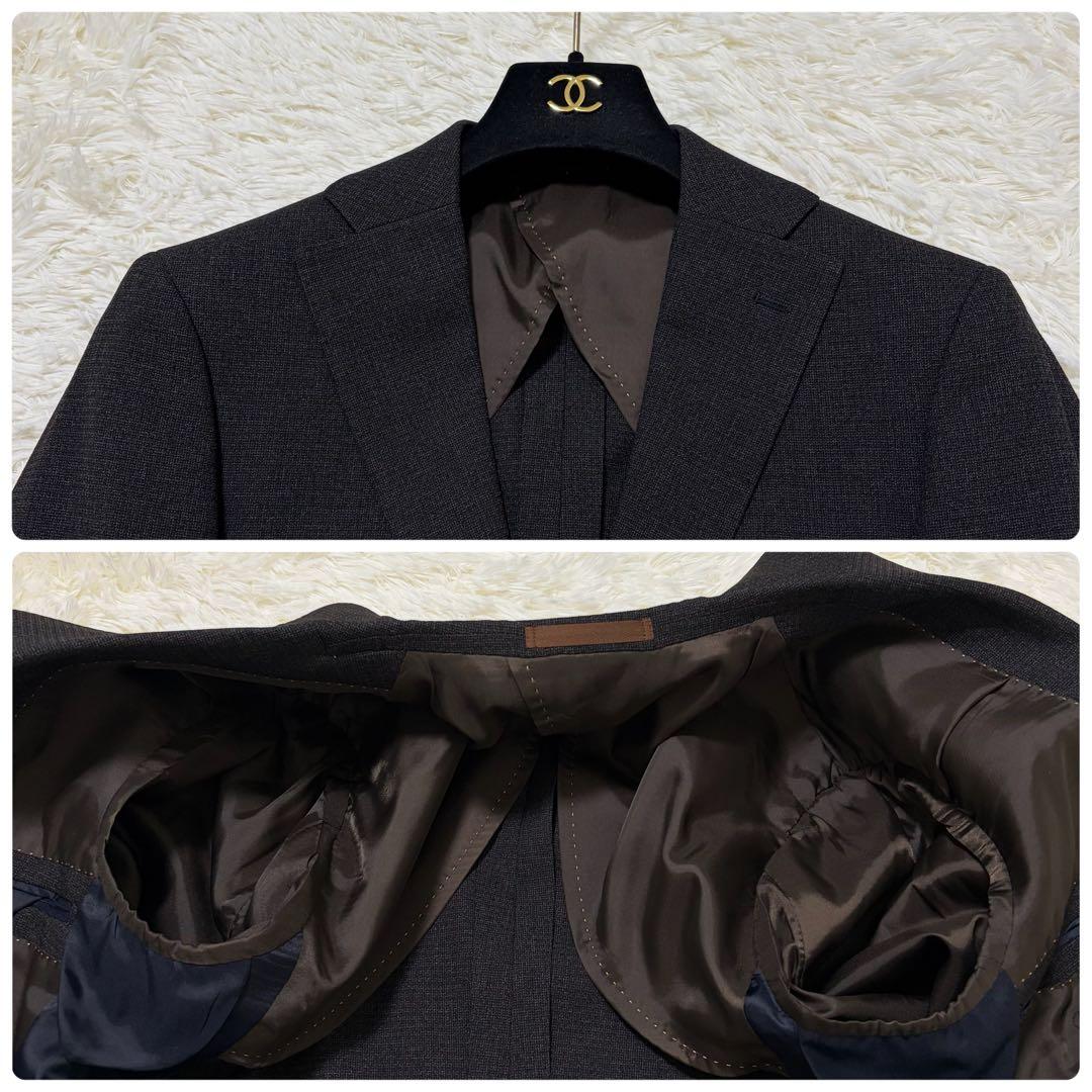 【極美品】パーフェクトスーツファクトリー 洗える3ピースセットアップ ブラウン