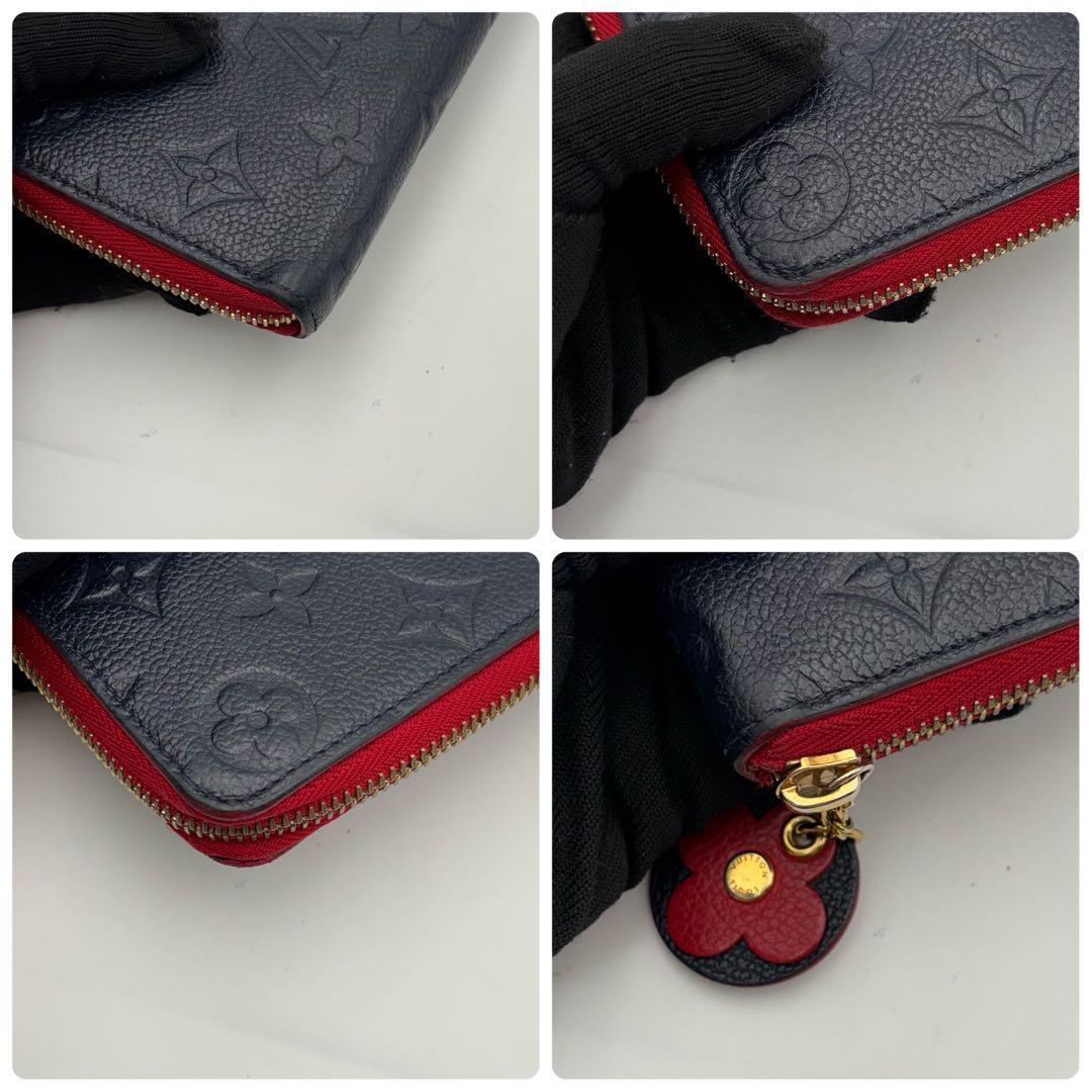 極美品 ルイヴィトン アンプラント ジッピーウォレット クレマンス フラワー 紺