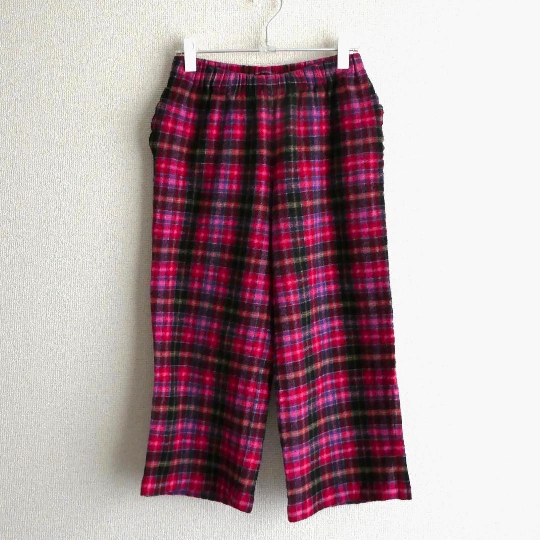 tricot COMME des GARCONS　縮絨 ウール チェック パンツ