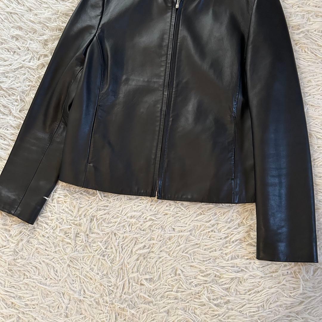 美品　ボールジィ　レザージャケット　ノーカラー　シングル　ラムレザー　柔らか