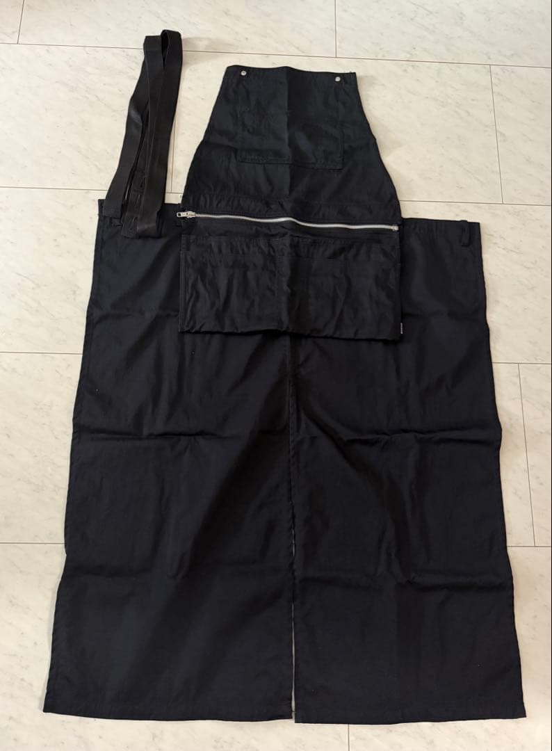pockets Long black nylon chino 美容師　エプロン