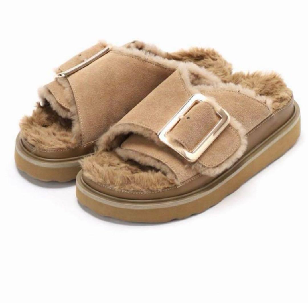 未使用　MOHI ファーサンダル カラー ベージュ サイズ 37