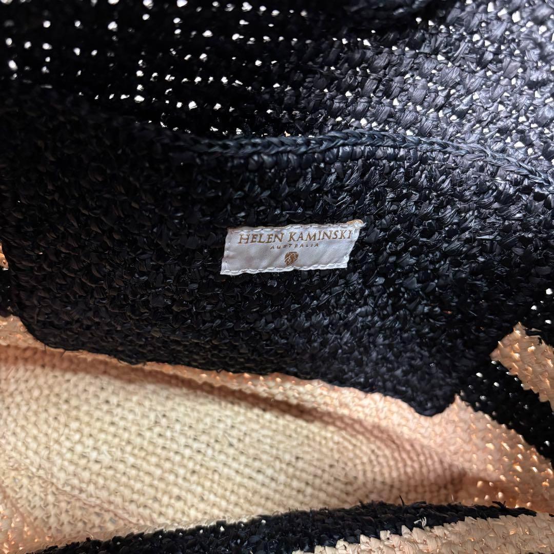 美品☆HELEN KAMINSKI バイカラー カゴバッグ ショルダーラフィア