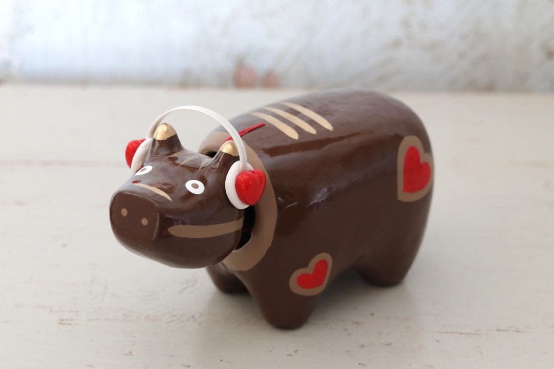 野沢民芸　バレンタインべこ　ヘッドフォンべこ