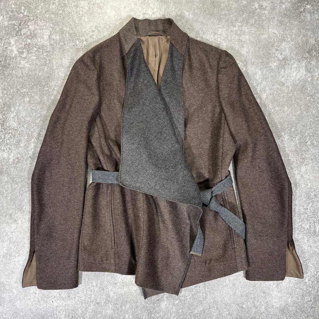 極美品 ブルネロクチネリ　ウール　ジャケット　ベルト　高品質　42 ブラウン