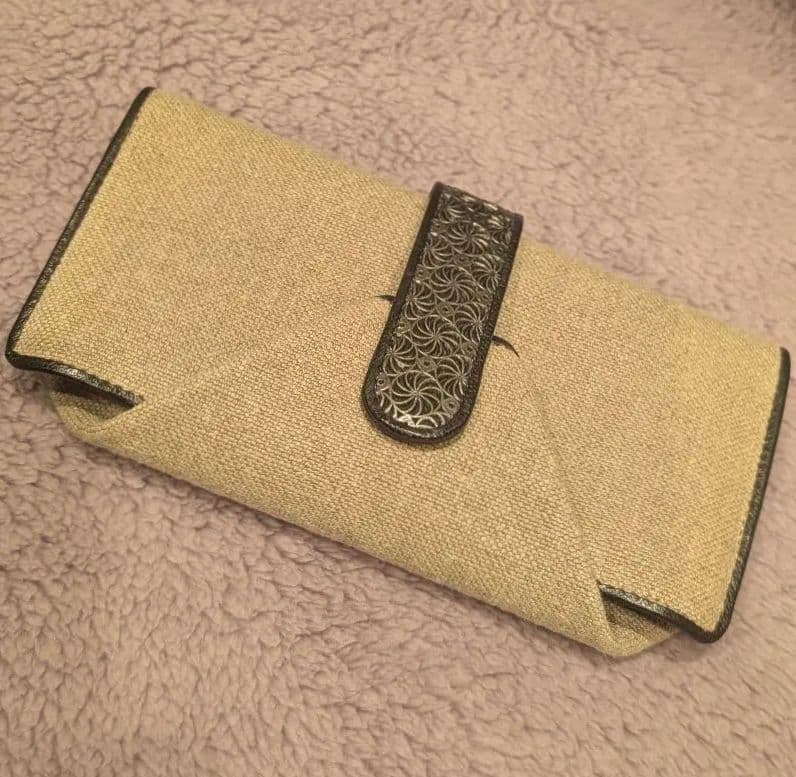 【未使用】ヒロコハヤシ 長財布 HIROKO HAYASHI 麻×レザー素材