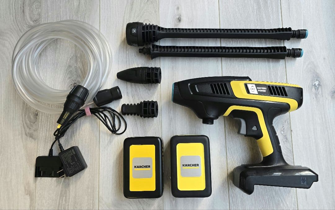 ケルヒャー◆KARCHER KHB6 モバイル高圧洗浄機+ホース+新品バッテリー