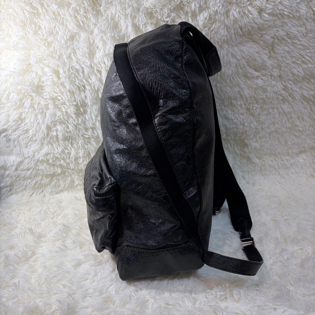 【✨美品✨】バレンシアガ オールレザー ロゴ バックパック ブラック