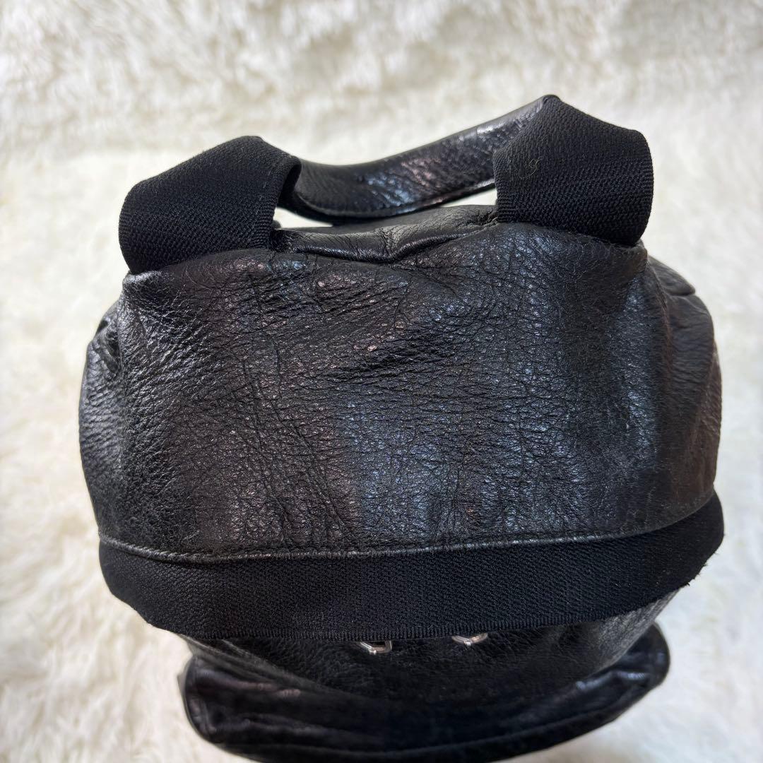 【✨美品✨】バレンシアガ オールレザー ロゴ バックパック ブラック