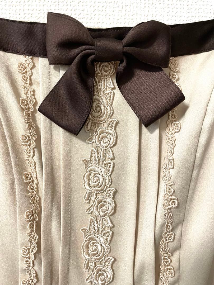 【美品】Innocent World リボンバイカラーJSK ミルクティー色