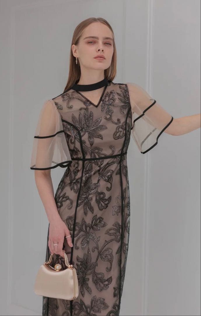 【ＬＥＪＡ】スパンコールフラワーＩラインワンピースドレスワンピース