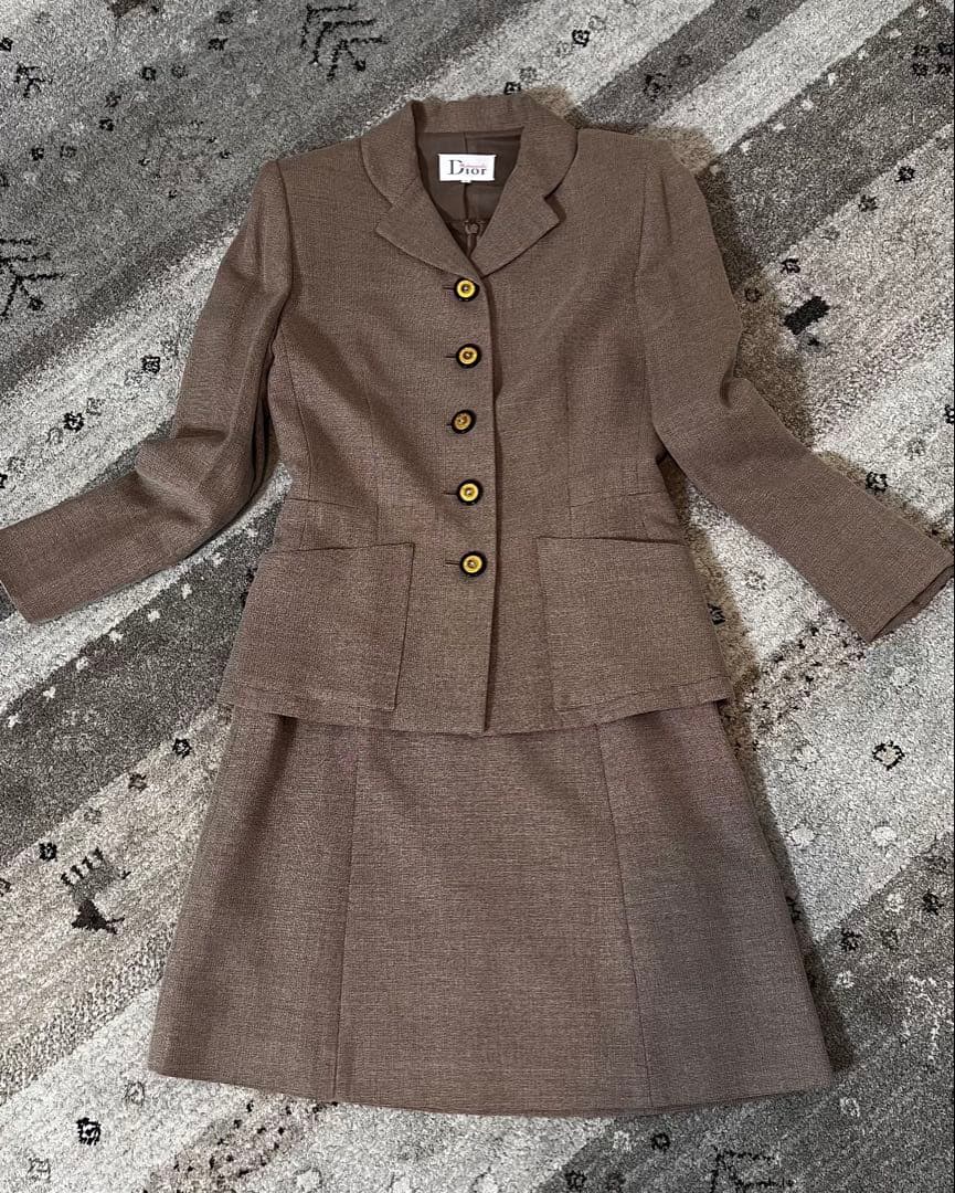 【極美品】Dior マドモワゼルディオール セットアップ シルク混 ブラウン