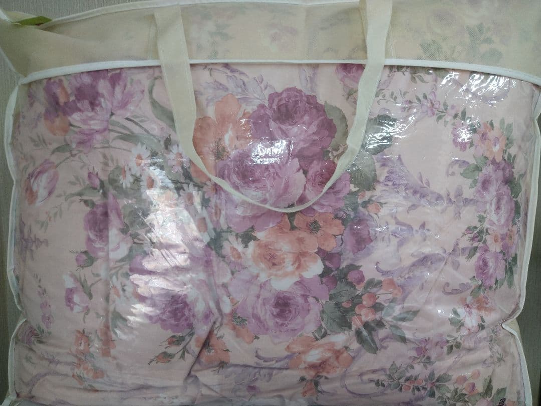 【特価】羽毛掛けふとん　シングル　ピンク　花柄　1.0kg 日本製