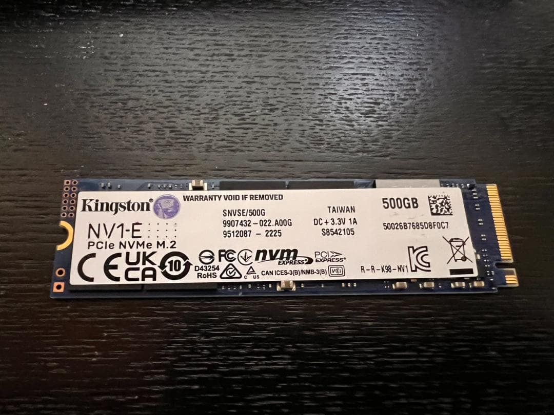 KINGSTON M.2 500GB PCIe3.0 稼働少