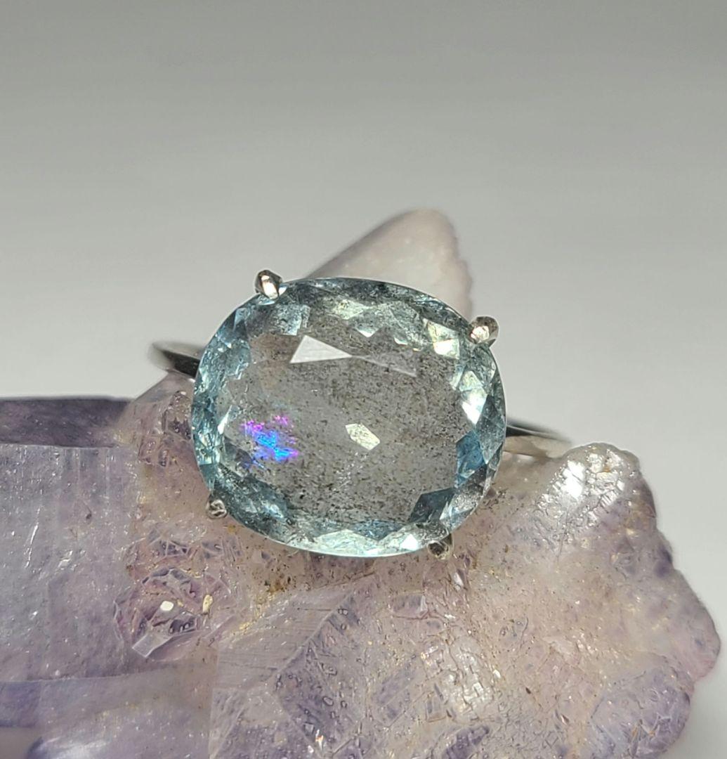 かるレインボーにピカピカシラー★非加熱ブラジル産アクアマリン★オーダー