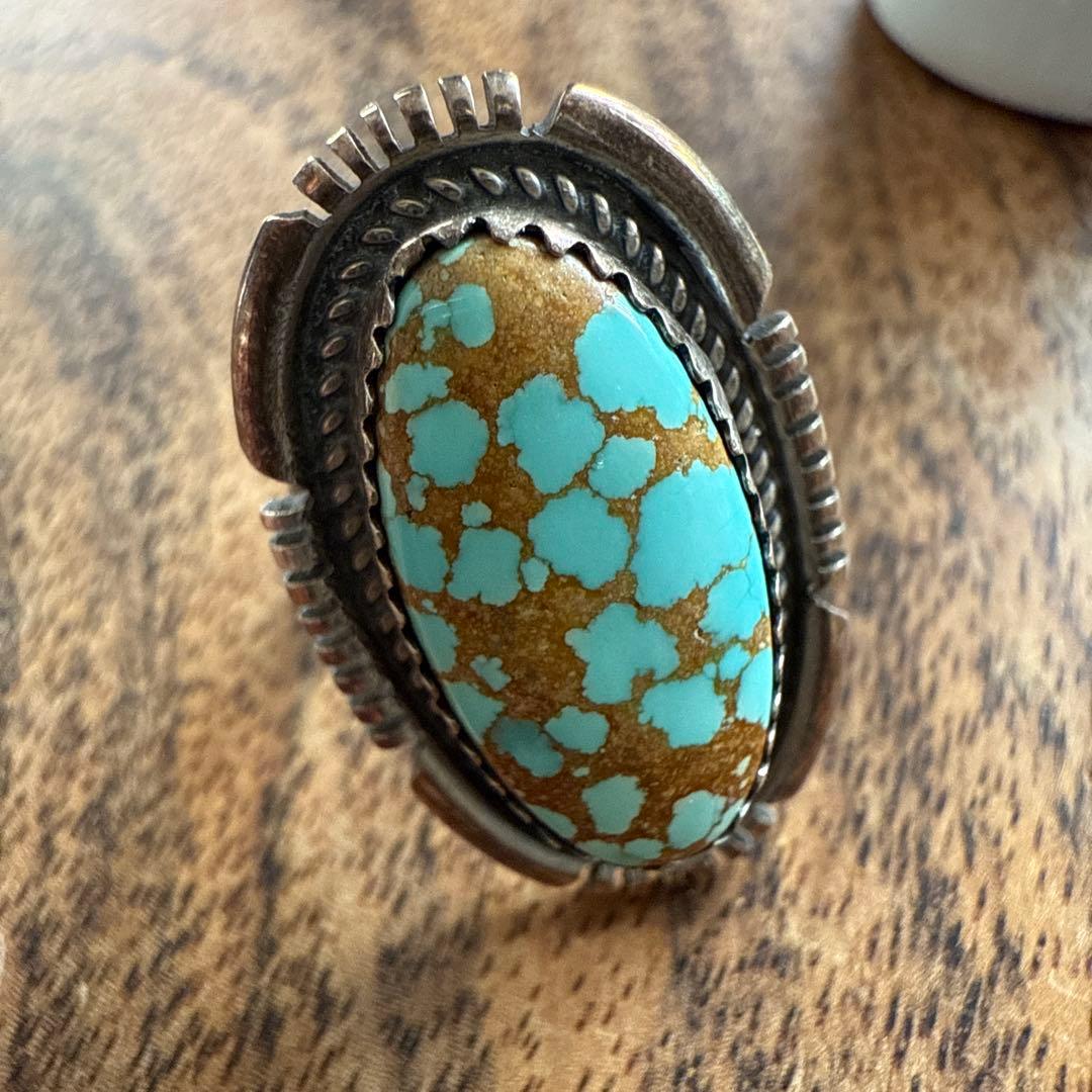 ナバホ族 インディアンジュエリー ナンバーエイト ターコイズ リング 13号