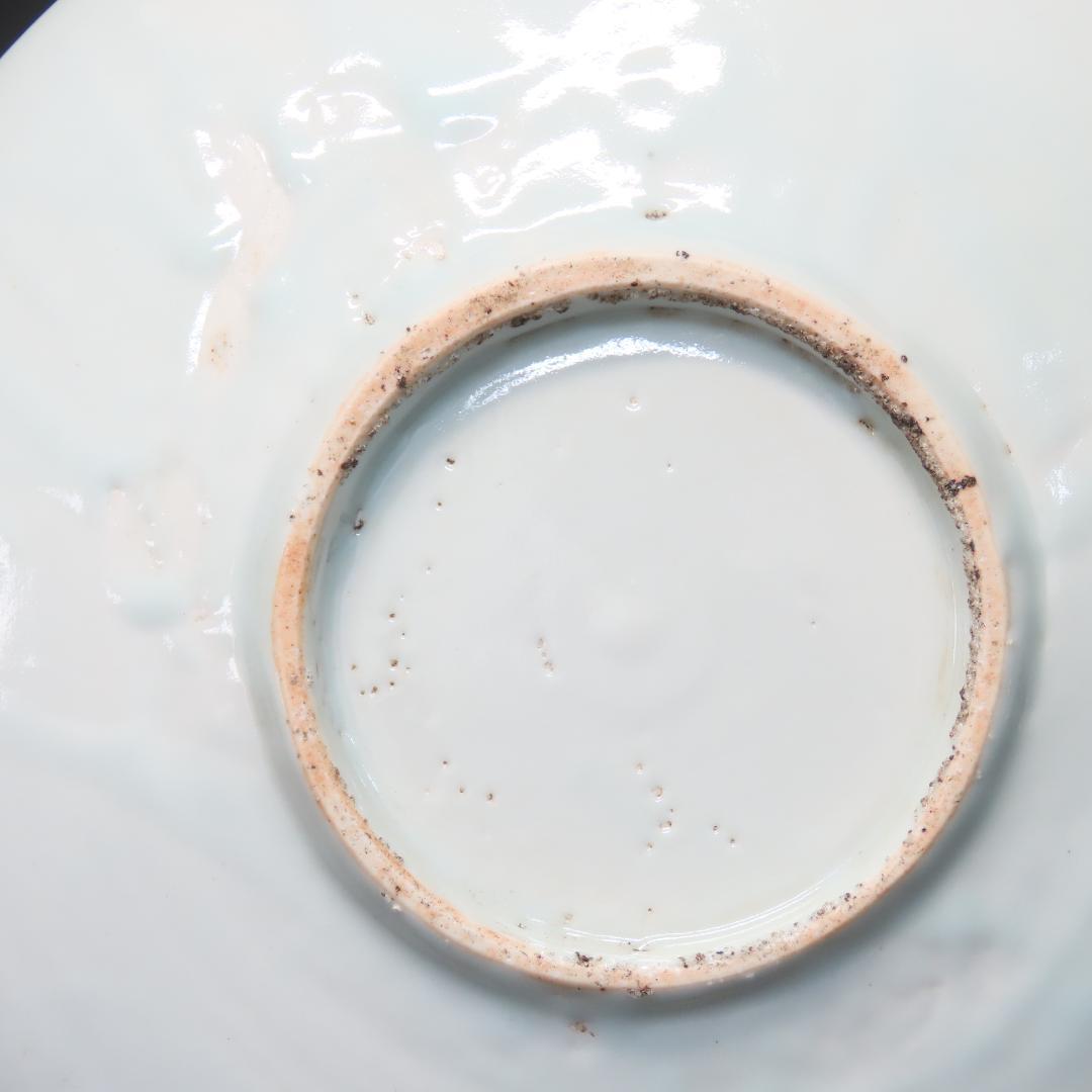 352【初期伊万里写 染付白鷺矢筈文 七寸皿】　検)加藤静允 / 古伊万里