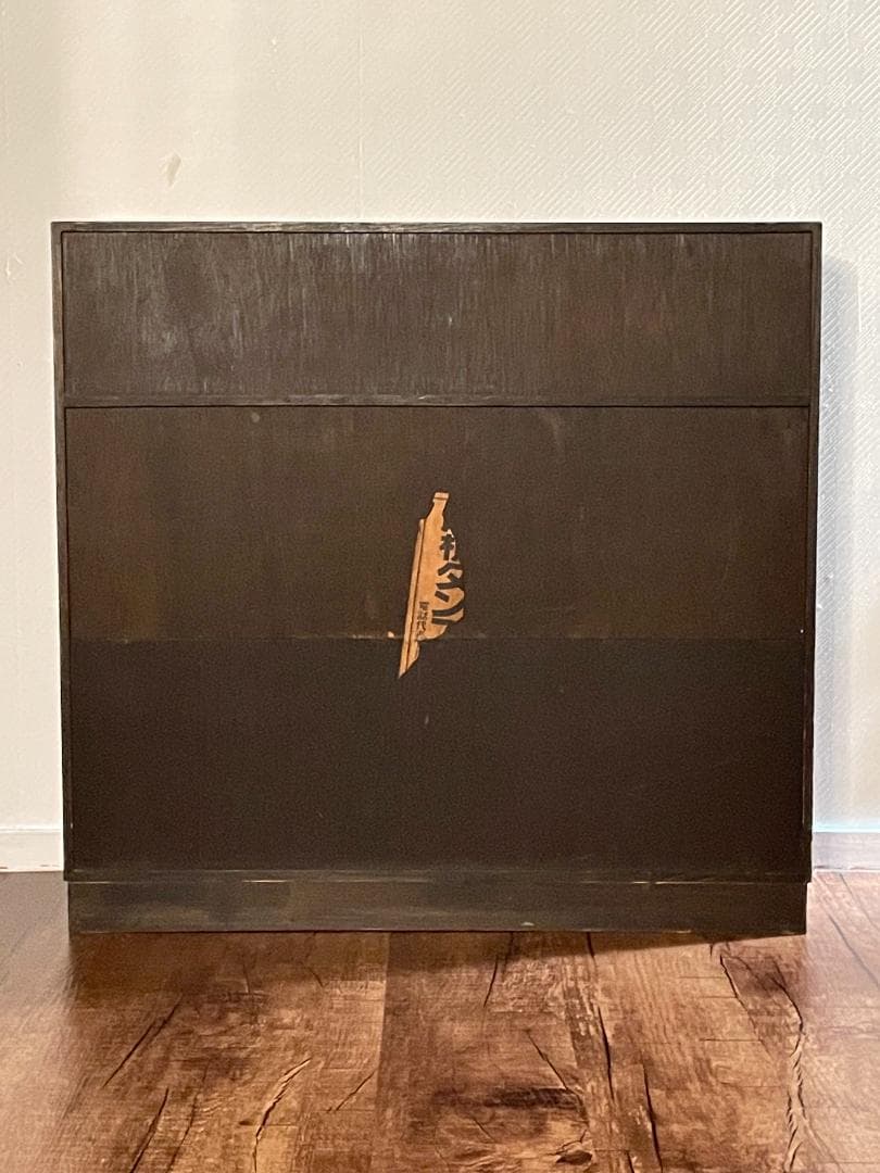 【昭和レトロ】茶ダンス｜収納棚｜ガラス戸付き｜キズあり｜木目調｜ヴィンテージ家具