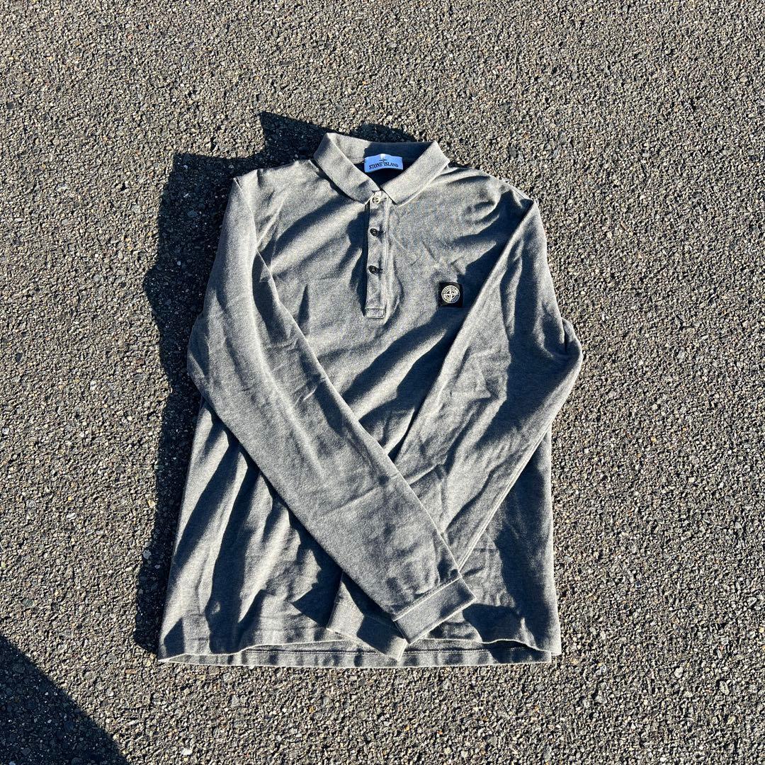 STONE  グレー 長袖ポロシャツ
