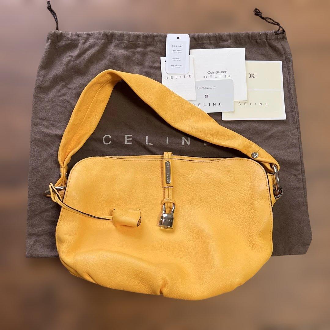 CELINE セリーヌ　ワンショルダー　イエロー レザー バッグ