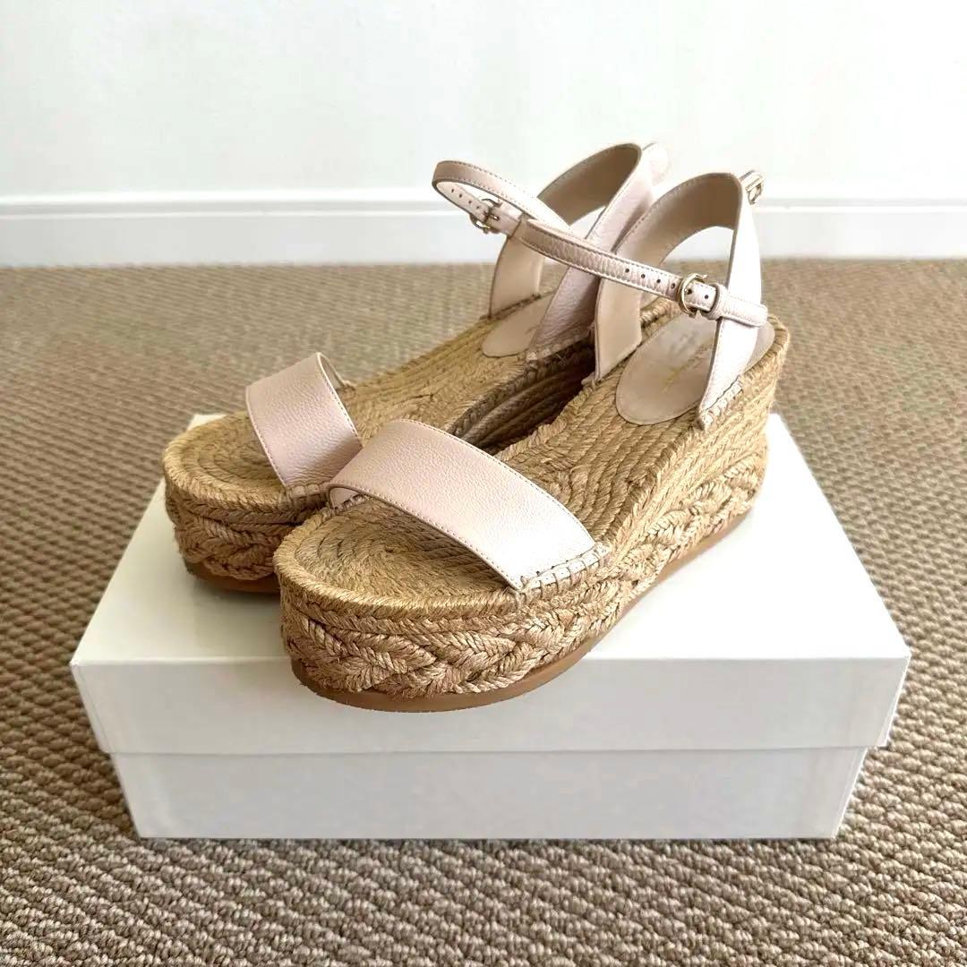 【最終値下げ❣️】フェラガモ　ウェッジソールサンダル ピンク レザー 24