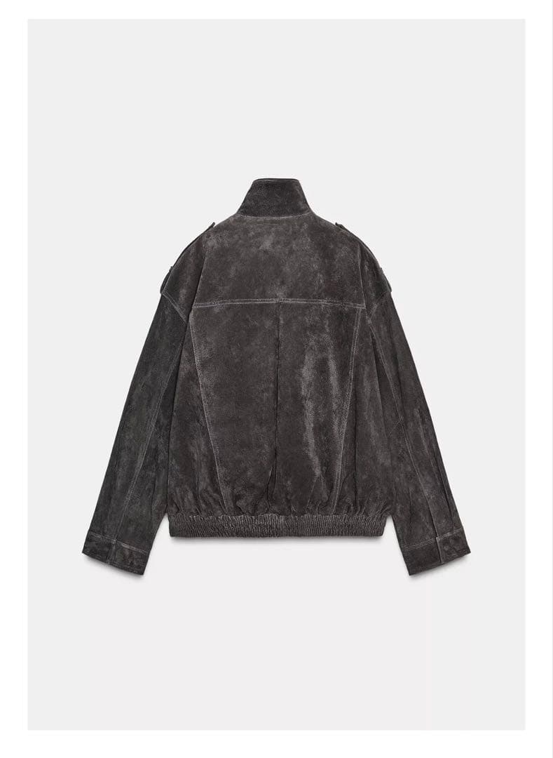 ZARA 100% スエードレザージャケット M カーボン