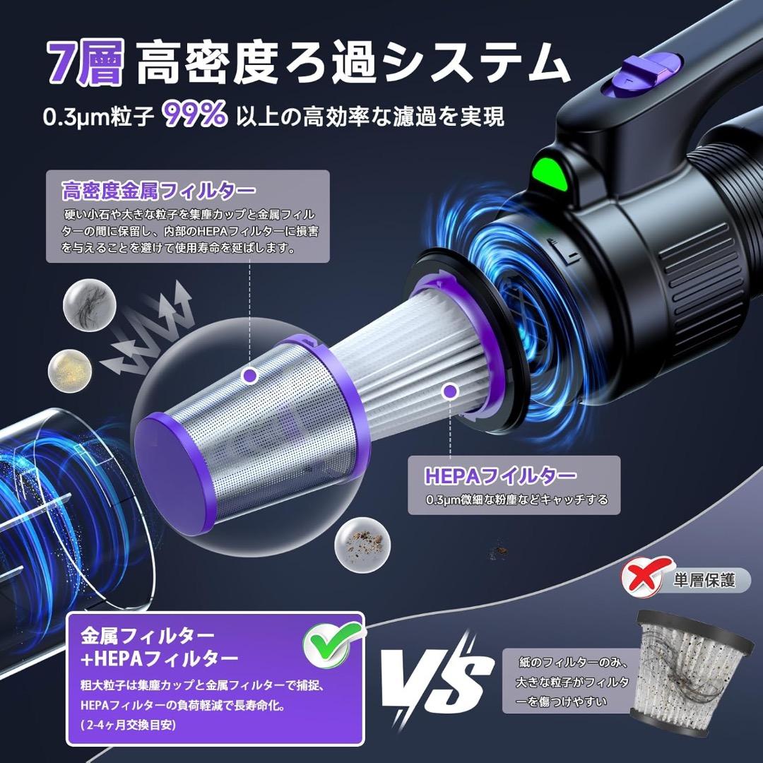✨大特価✨掃除機 コードレス 28000pa超強力吸引【吸い込む/超軽量】低騒音