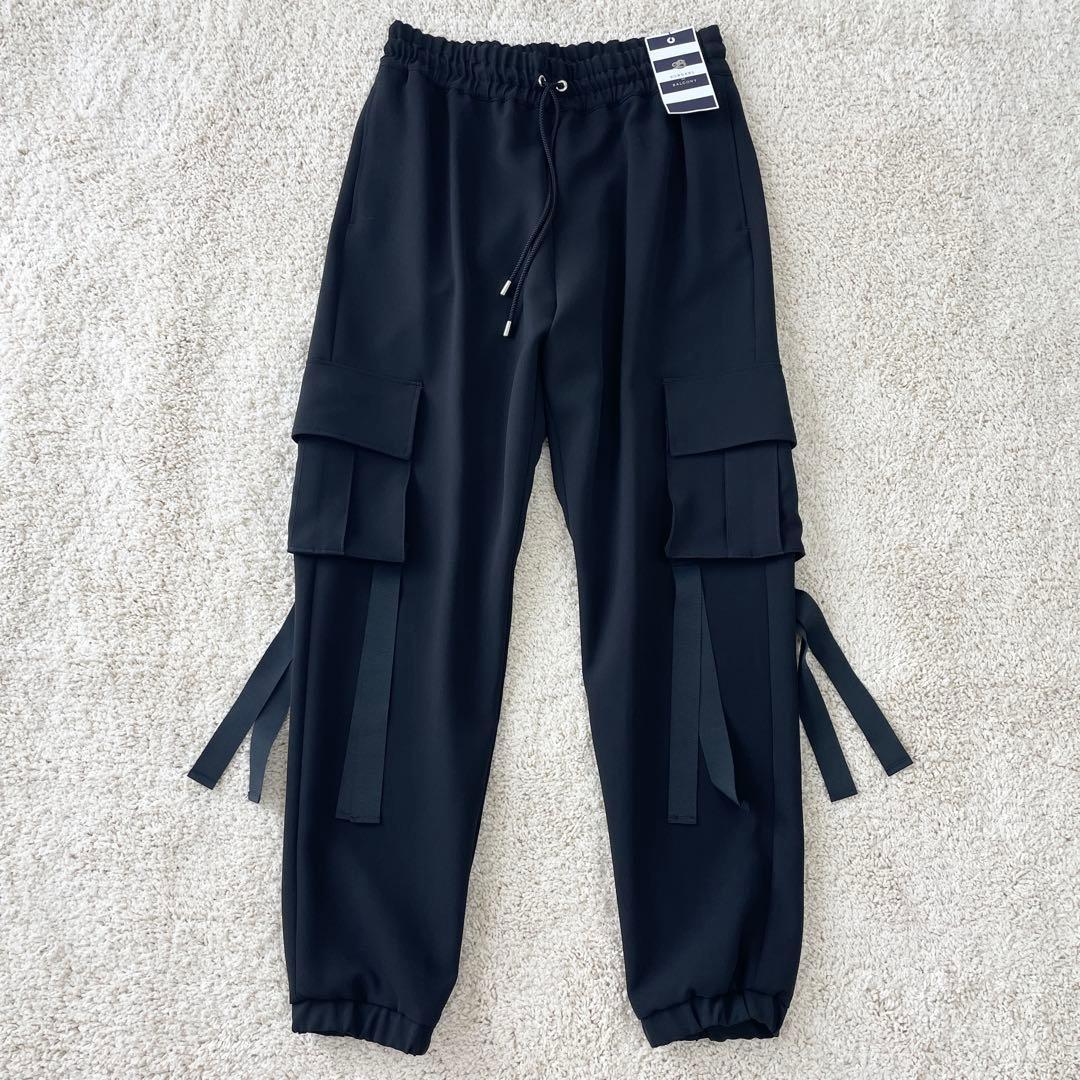タグ付き美品♡ ボーダーズアットバルコニー カーゴパンツ ブラック ゴム 38