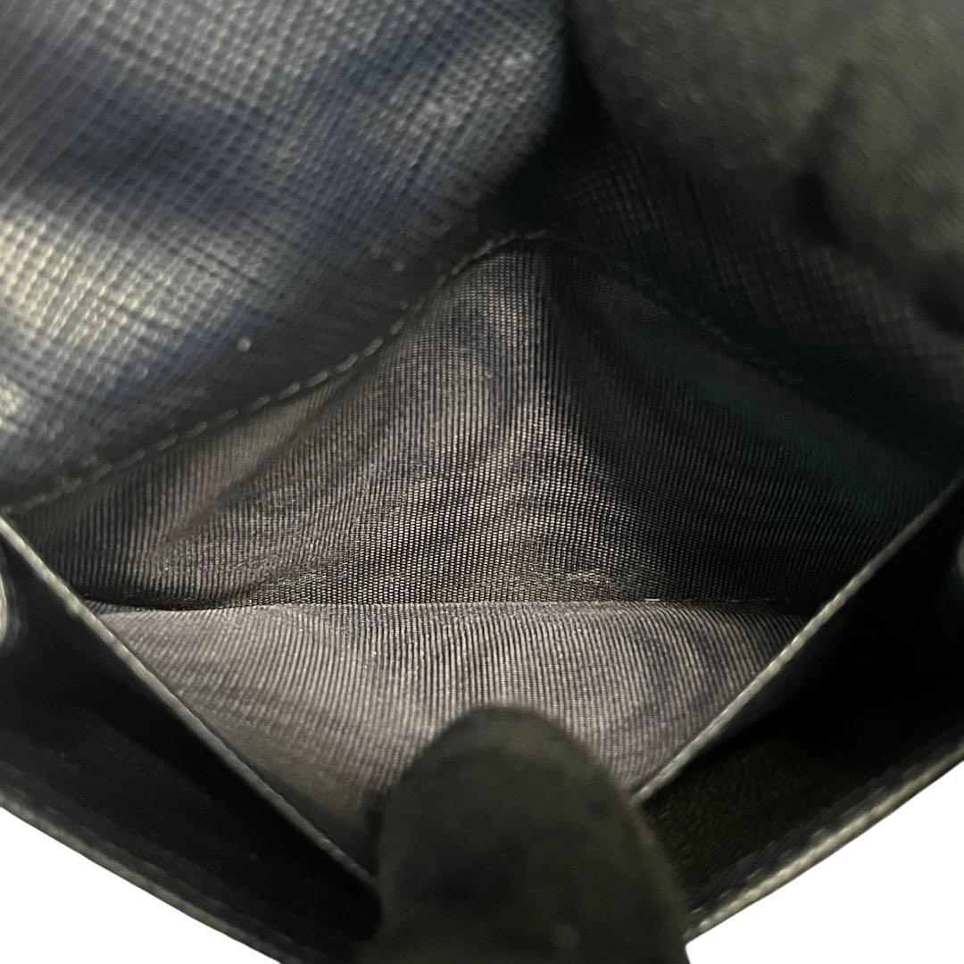 希少✨プラダ カードケース 名刺入れ サフィアーノレザー ロゴ金具 ネイビー