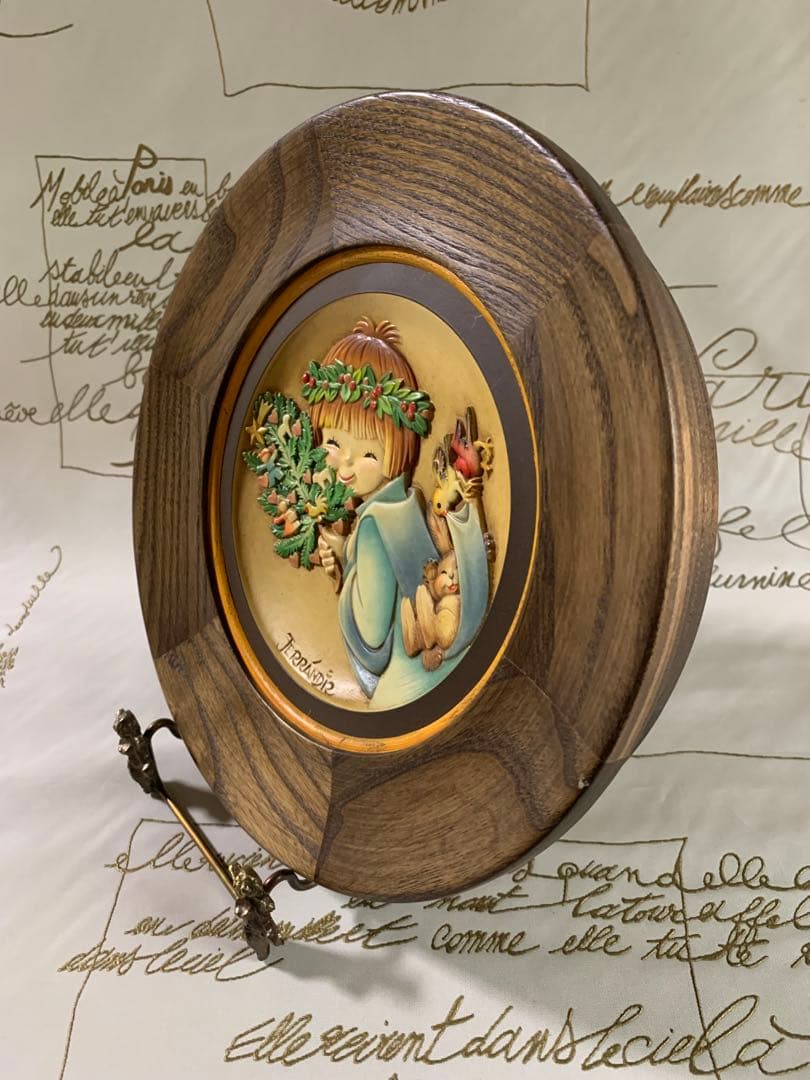 アンリ人形　ビンテージ1977年クリスマス木製プレート！可愛い過ぎます！