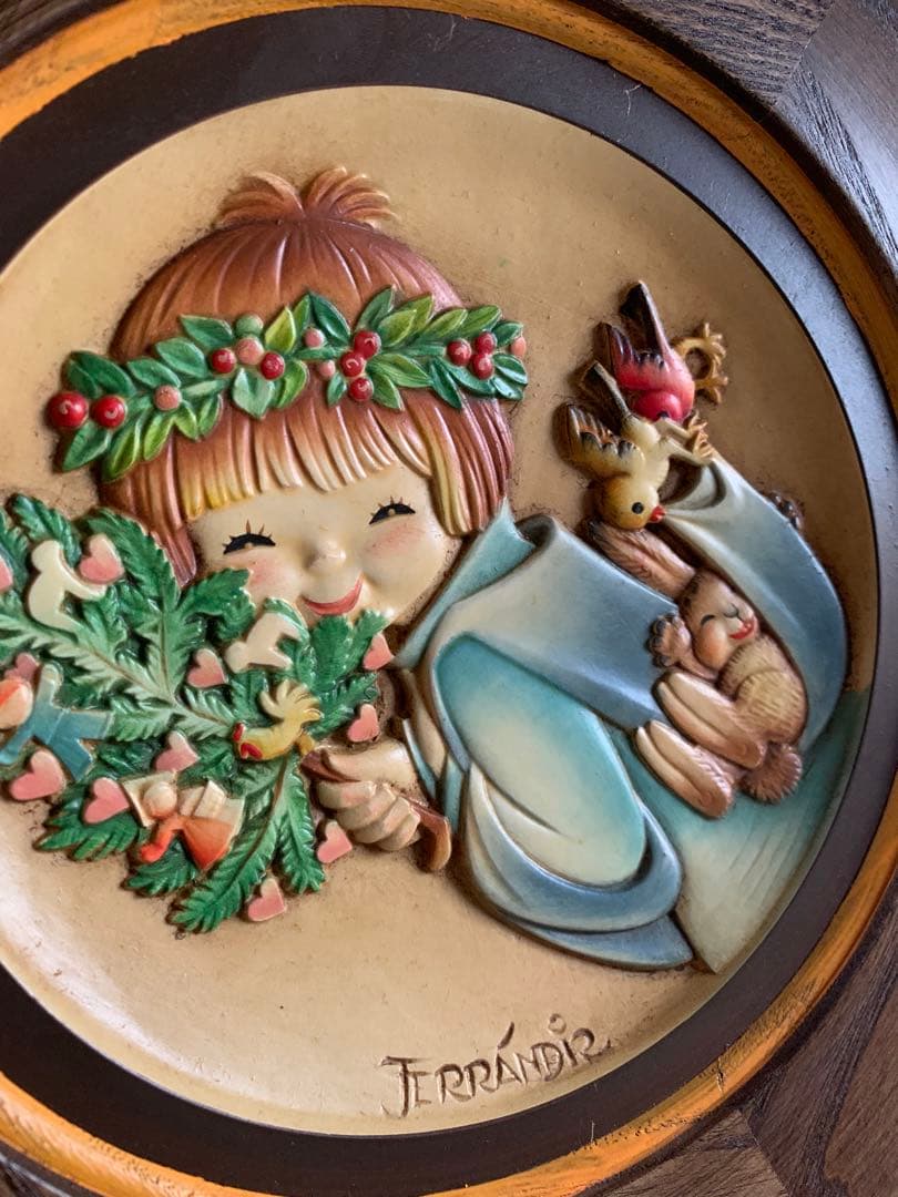 アンリ人形　ビンテージ1977年クリスマス木製プレート！可愛い過ぎます！