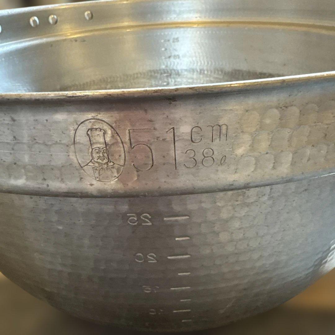 中尾アルミ製作所 キング アルミ打出料理鍋(目盛付) 51cm(38.0L)