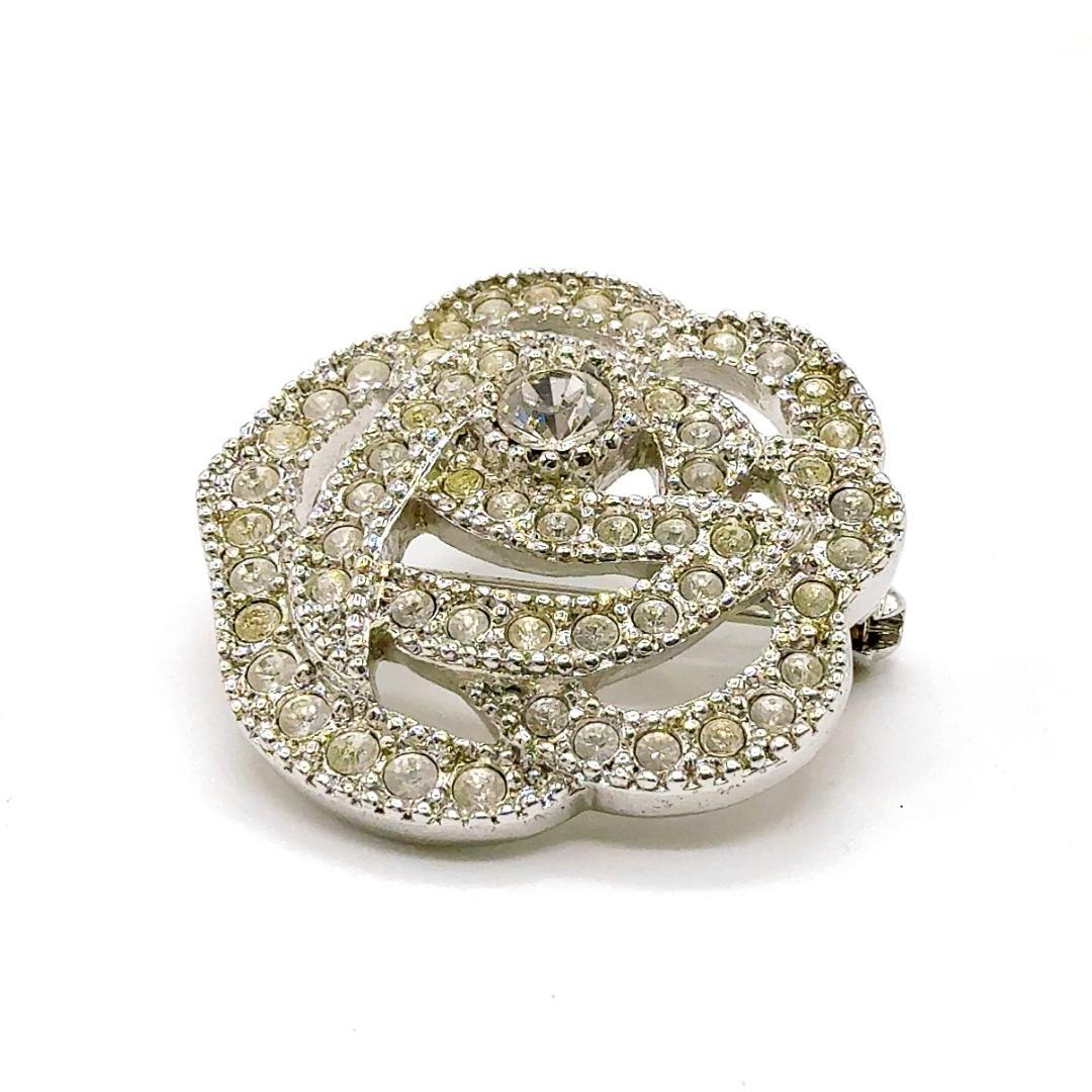 ◇クリスチャンディオール◇メタル/ローズ/ブローチ/シルバー/カメリア/フラワー