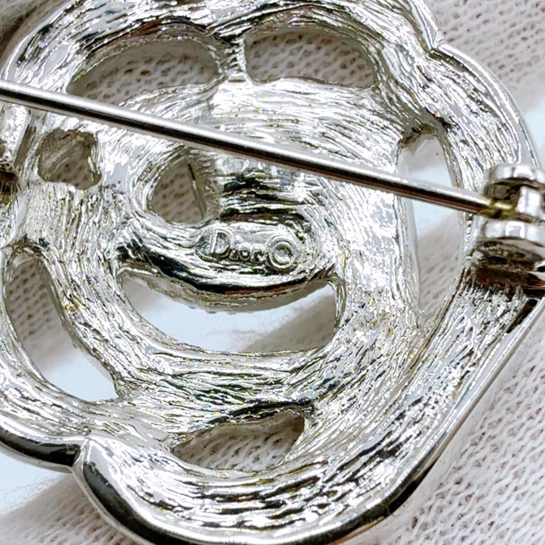 ◇クリスチャンディオール◇メタル/ローズ/ブローチ/シルバー/カメリア/フラワー