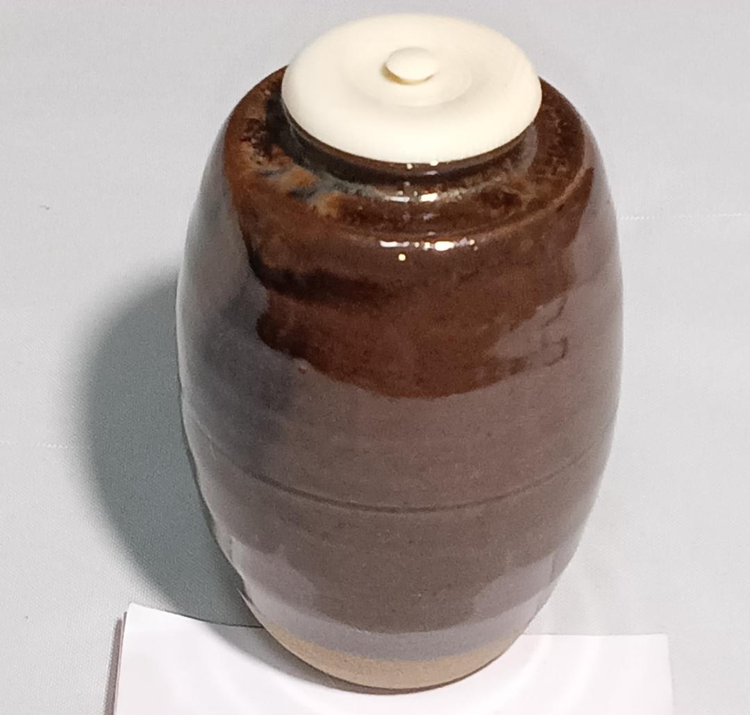 茶道具　京都清水焼　平安喜山作　肩衝茶入丸龍紋金襴仕覆付　殆ど未使用超美品！！