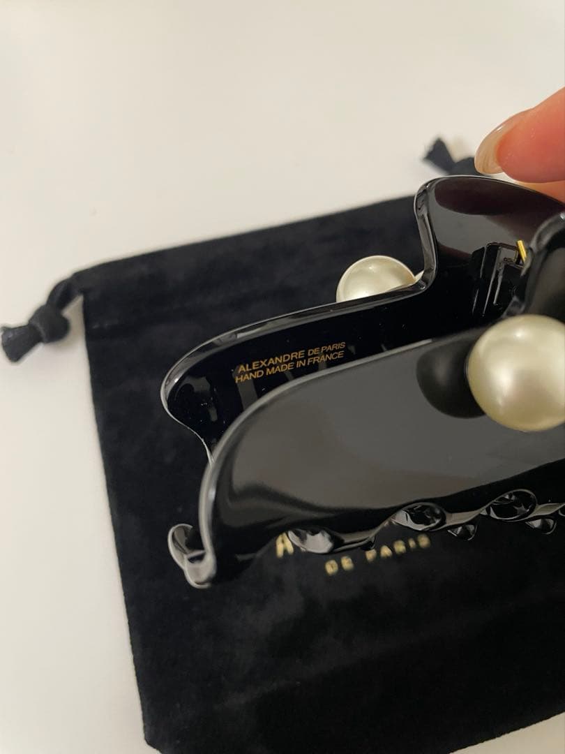 アレクサンドルドゥパリ　ヘアクリップ　ブラック　パール　Ｌサイズ