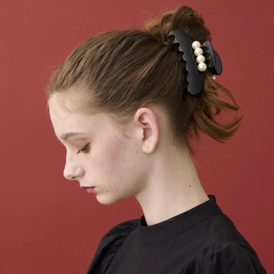 アレクサンドルドゥパリ　ヘアクリップ　ブラック　パール　Ｌサイズ