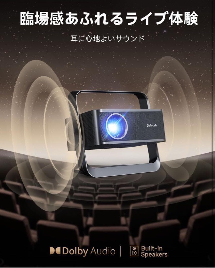 プロジェクター 小型 4K対応 スマホ 1080P 360°回転 Netflix