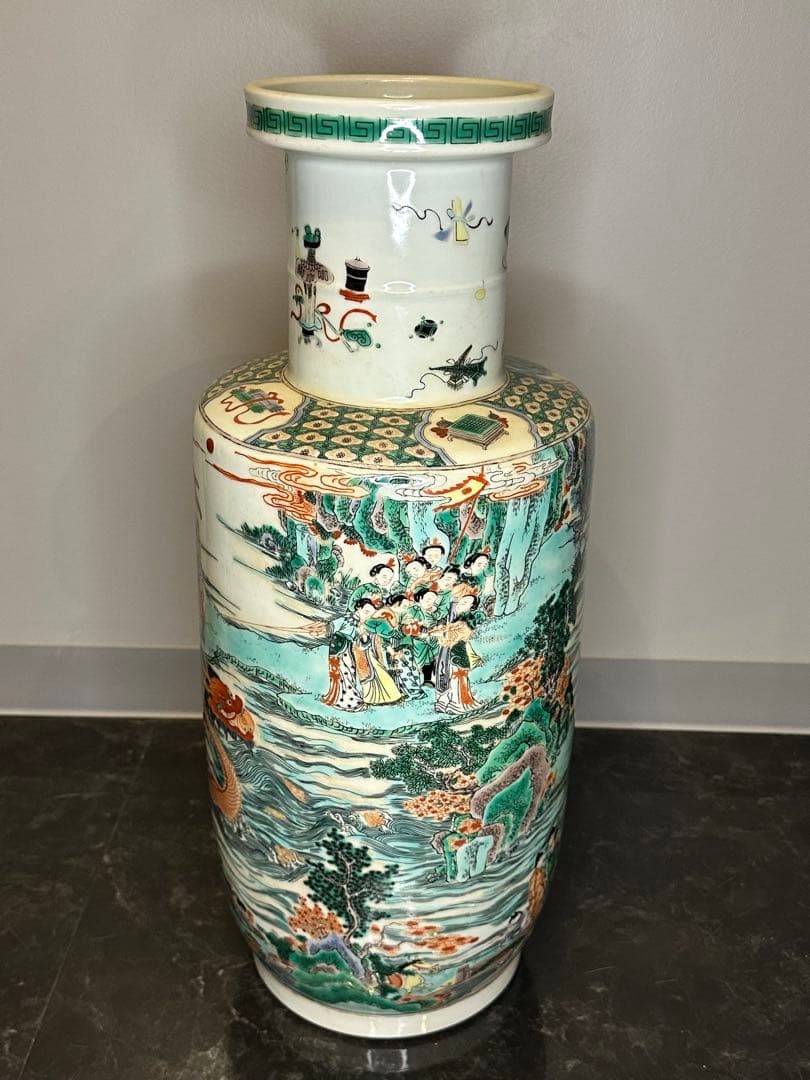 希少品！中国大清康熙年製款 龍舟図大花瓶 珍品 古美術 花器 置物 コレクション