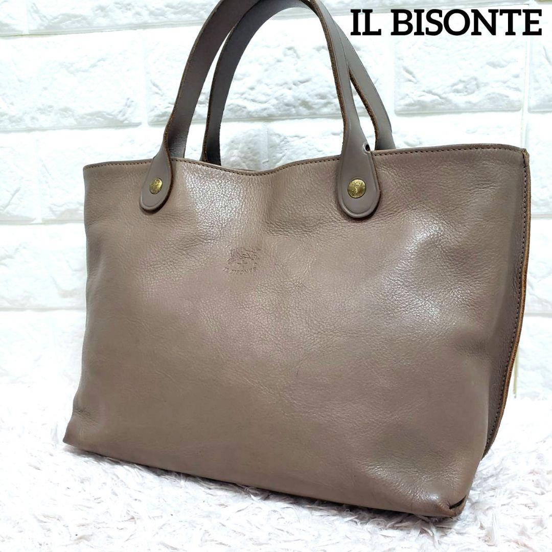 IL BISONTE イルビゾンテ レザー グレージュ レザー ハンドバッグ