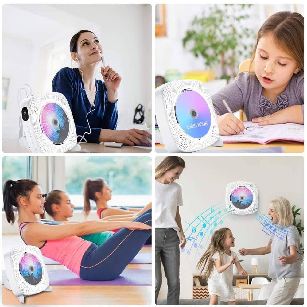 1台多役ポータブルCDプレーヤー LEDディスプレイ付き 壁掛け＆置き式